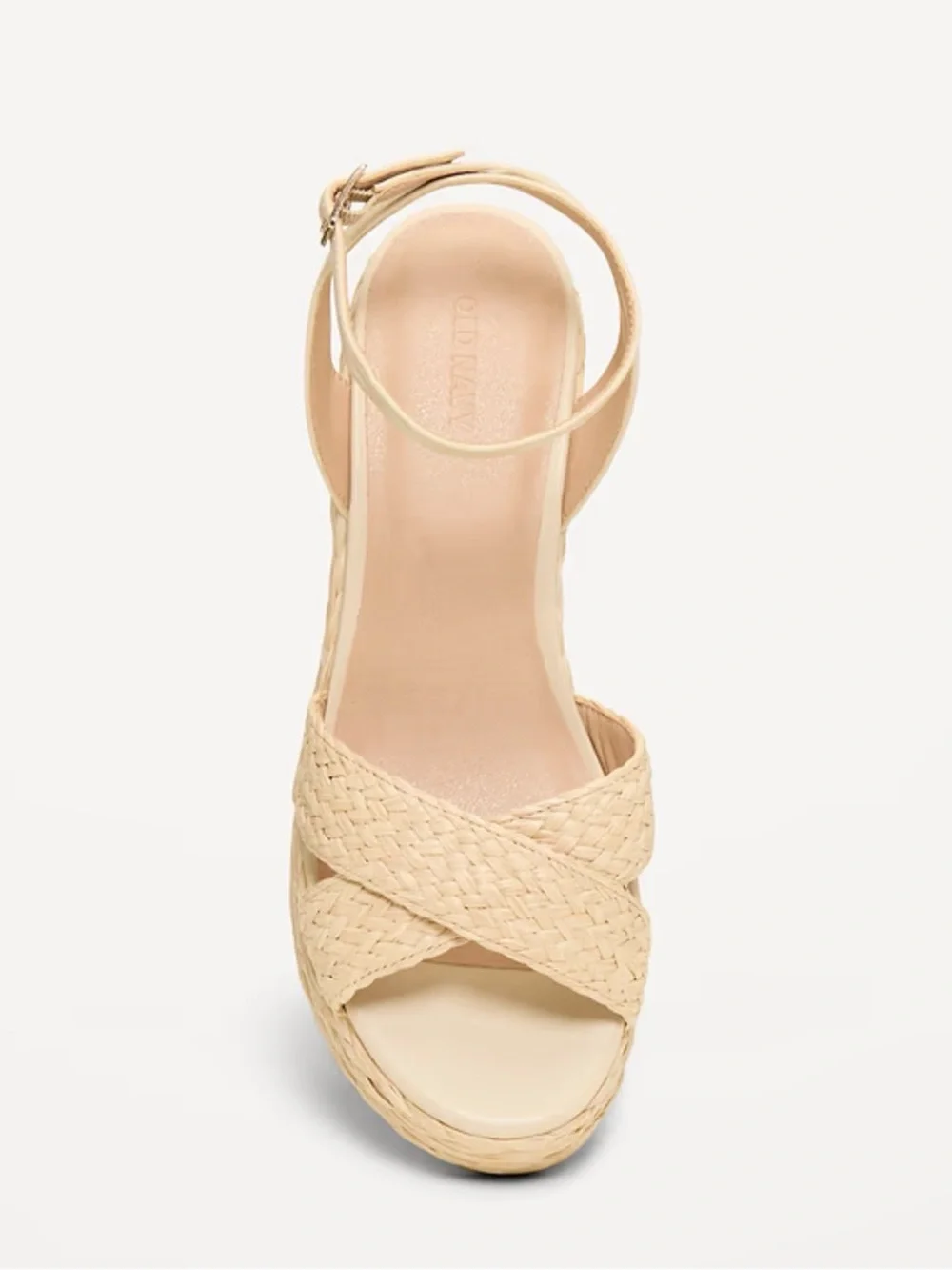 Neutral Raffia Platform Sandals with Ankle Strap